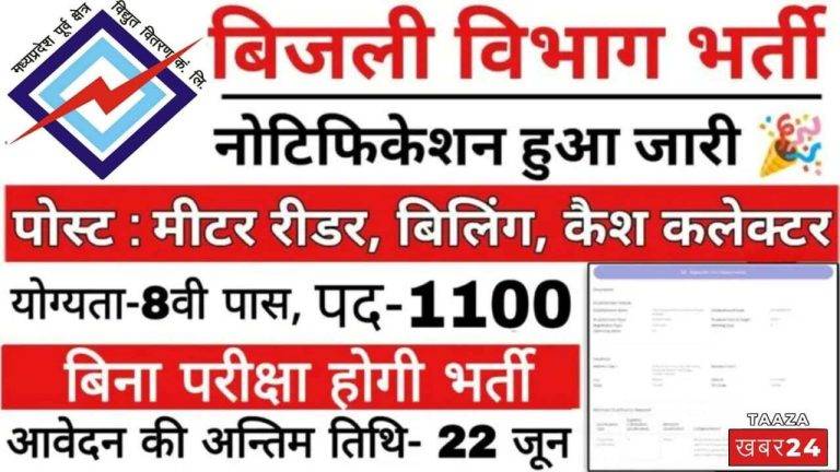 Meter Reader Vacancy 2024:बिजली विभाग में 5वी और 8वी पास के लिए निकली भर्ती, बिजली मीटर रीडर 14 भर्ती 2024